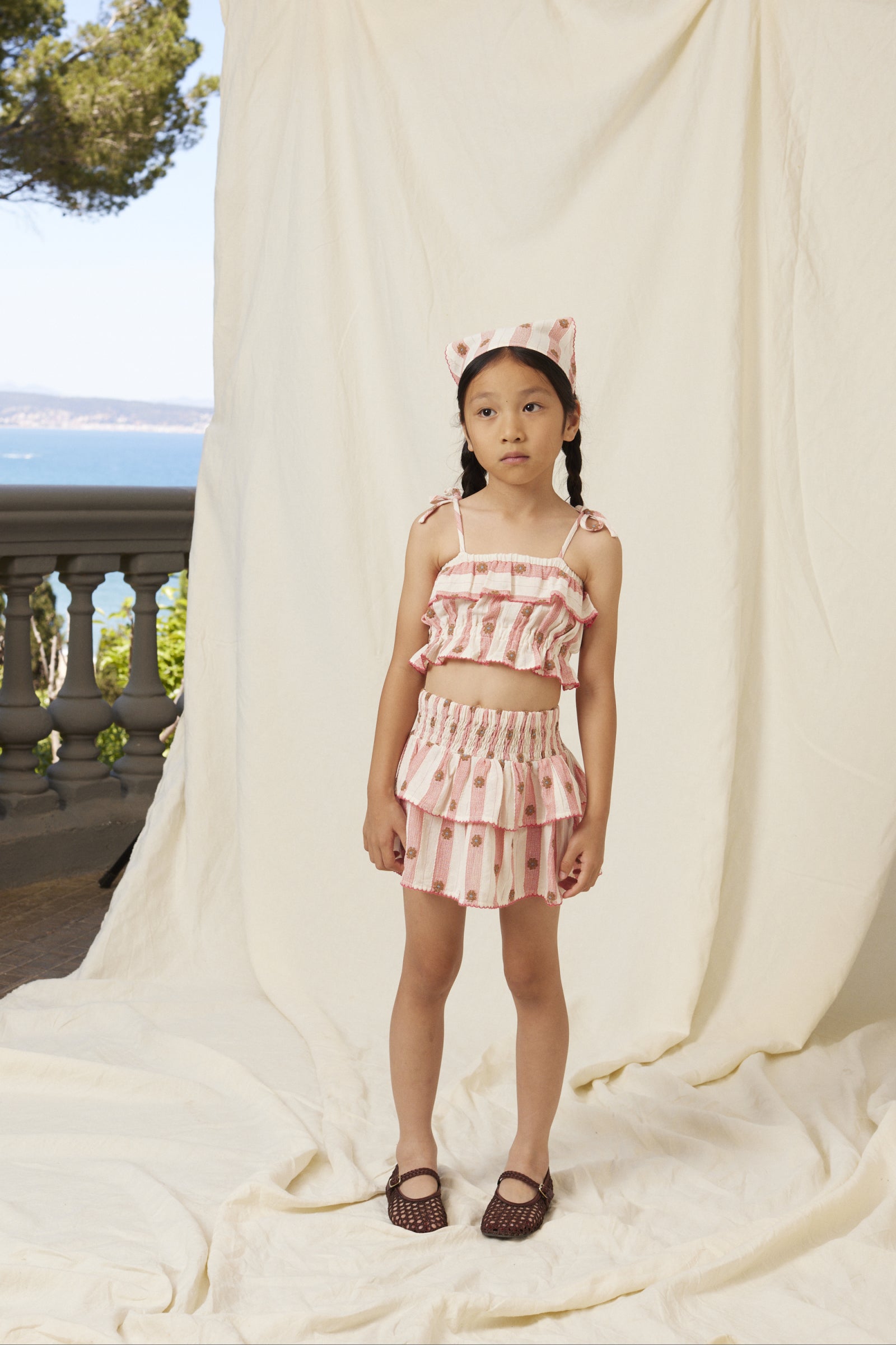 Fleur Top & Skirt Set | Red Petal Stripe