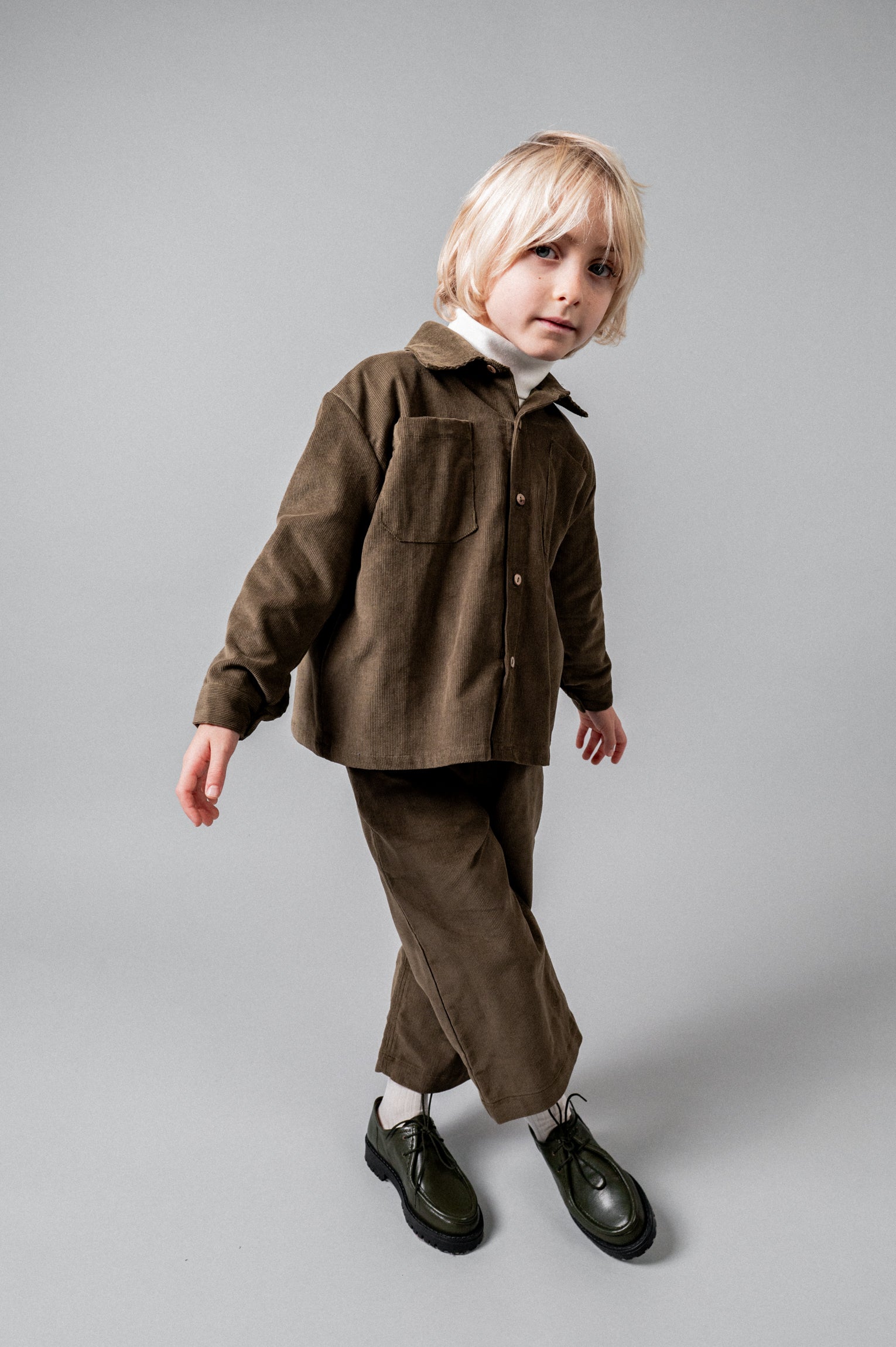 Corduroy Long Pants Set | Khaki