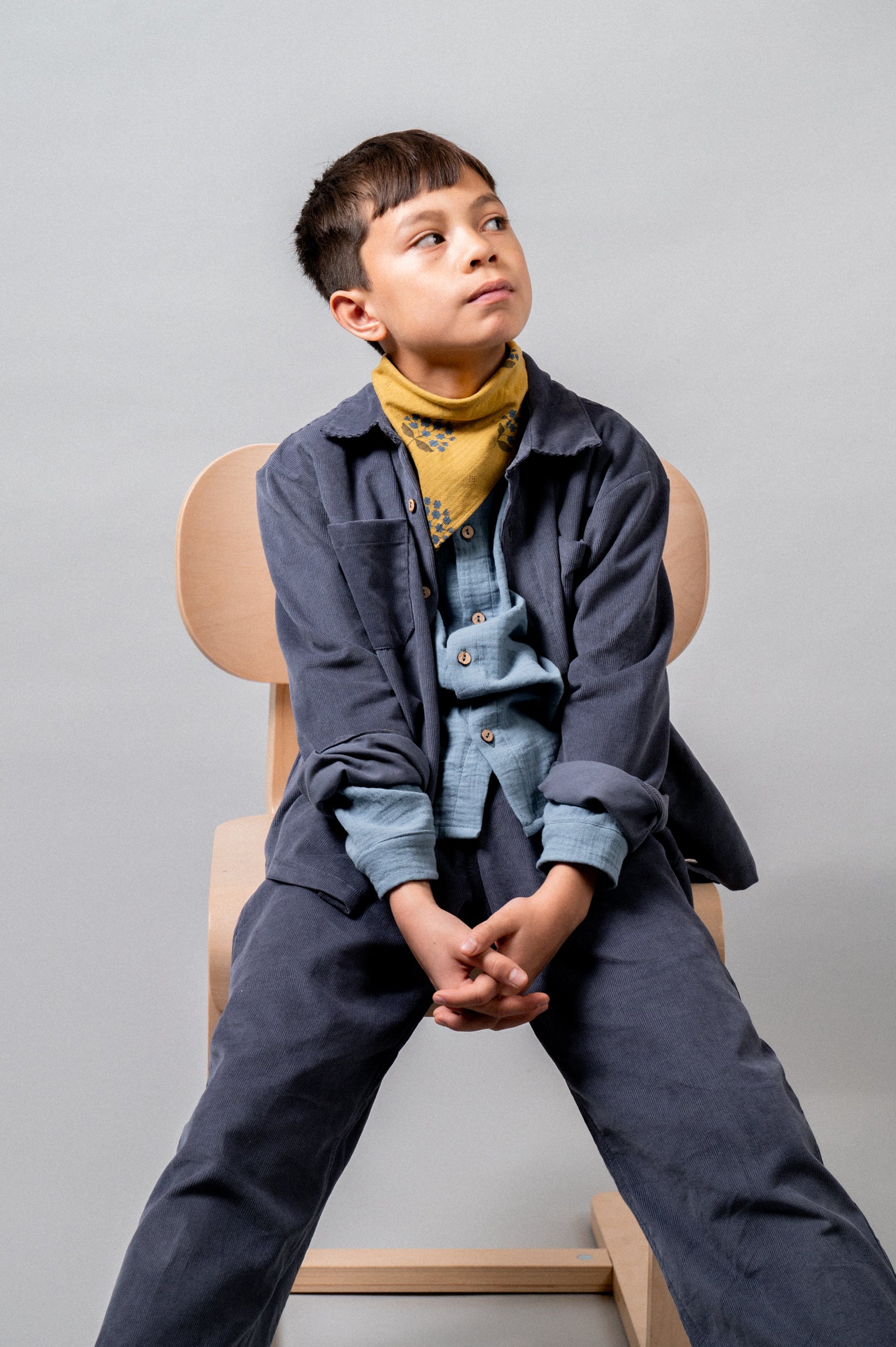 Corduroy Long Pants Set | Storm Blue