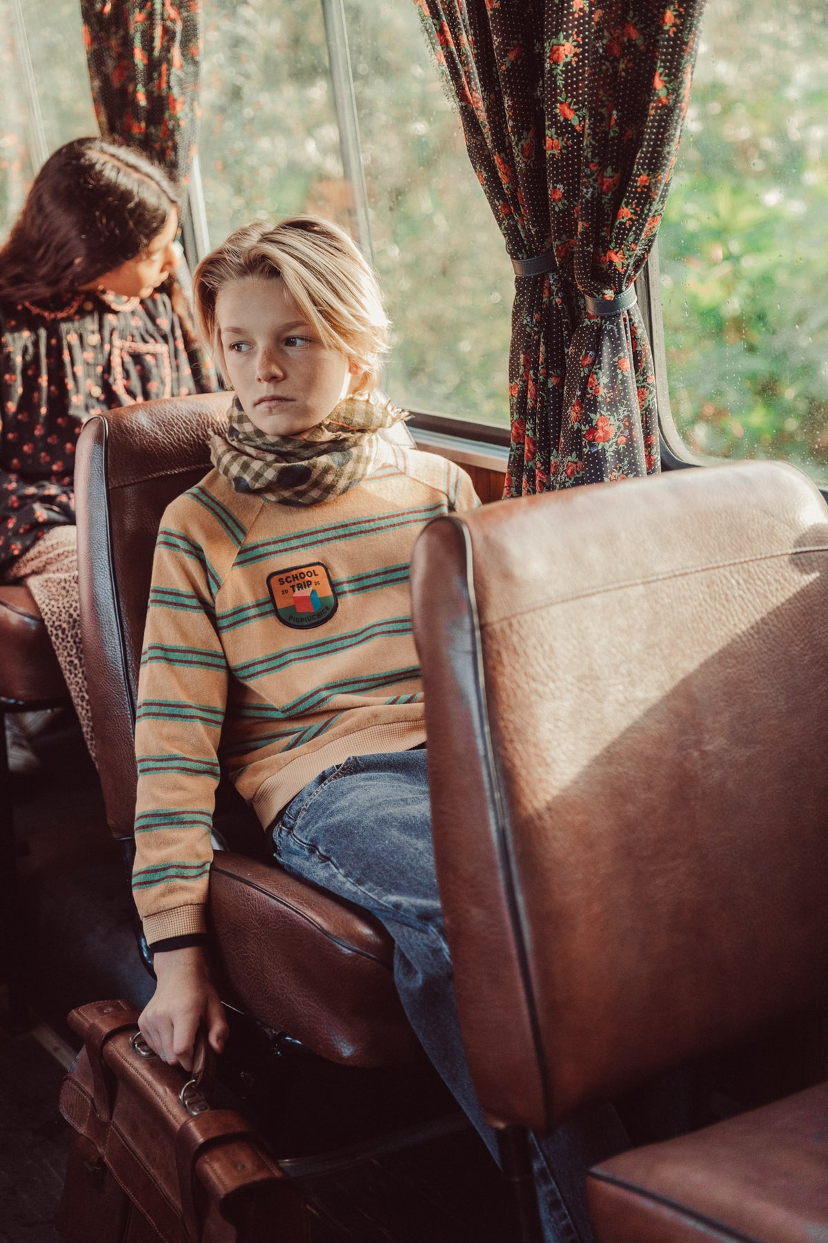 Scarf | Green Checkered with Polka Dots
