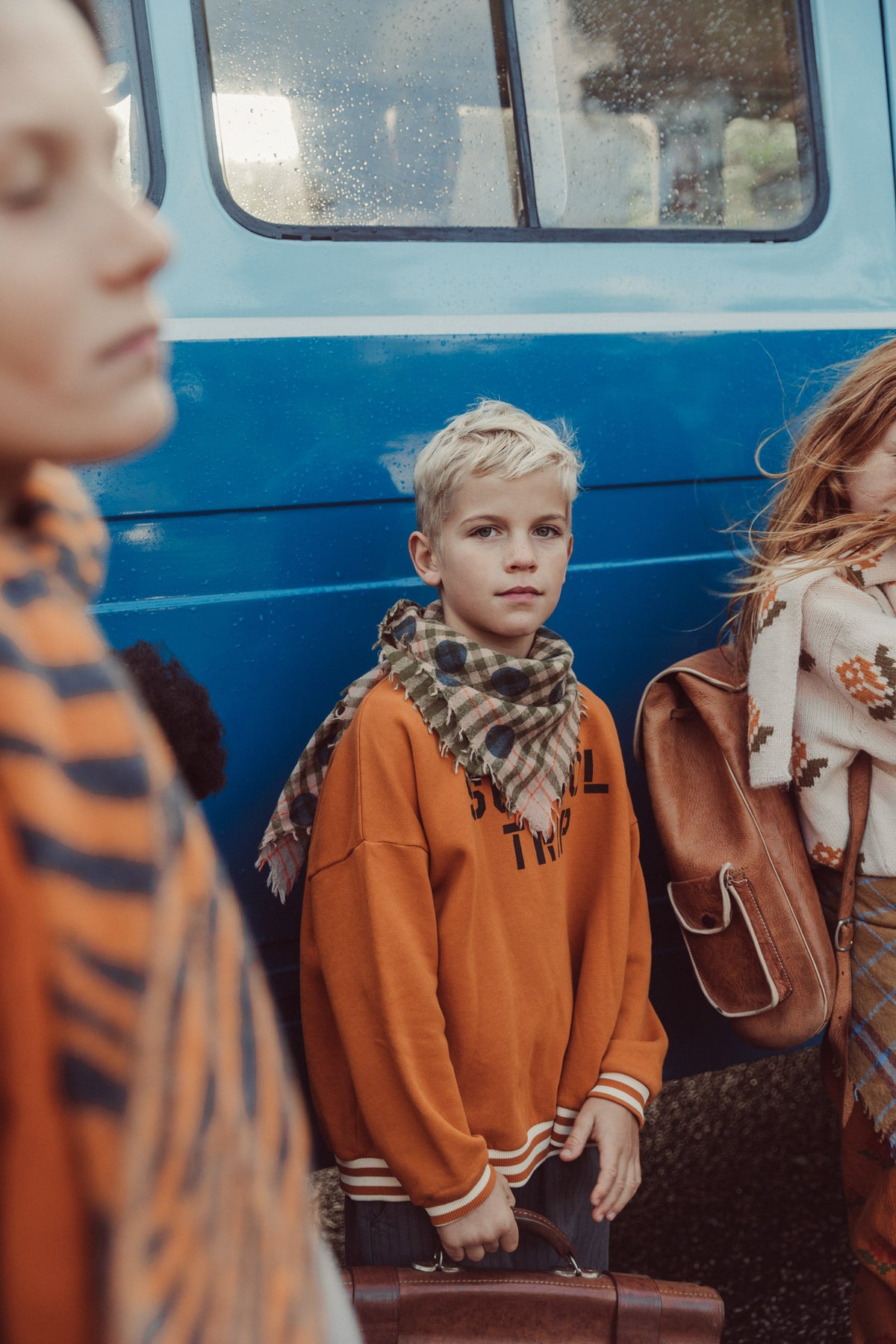 Scarf | Green Checkered with Polka Dots