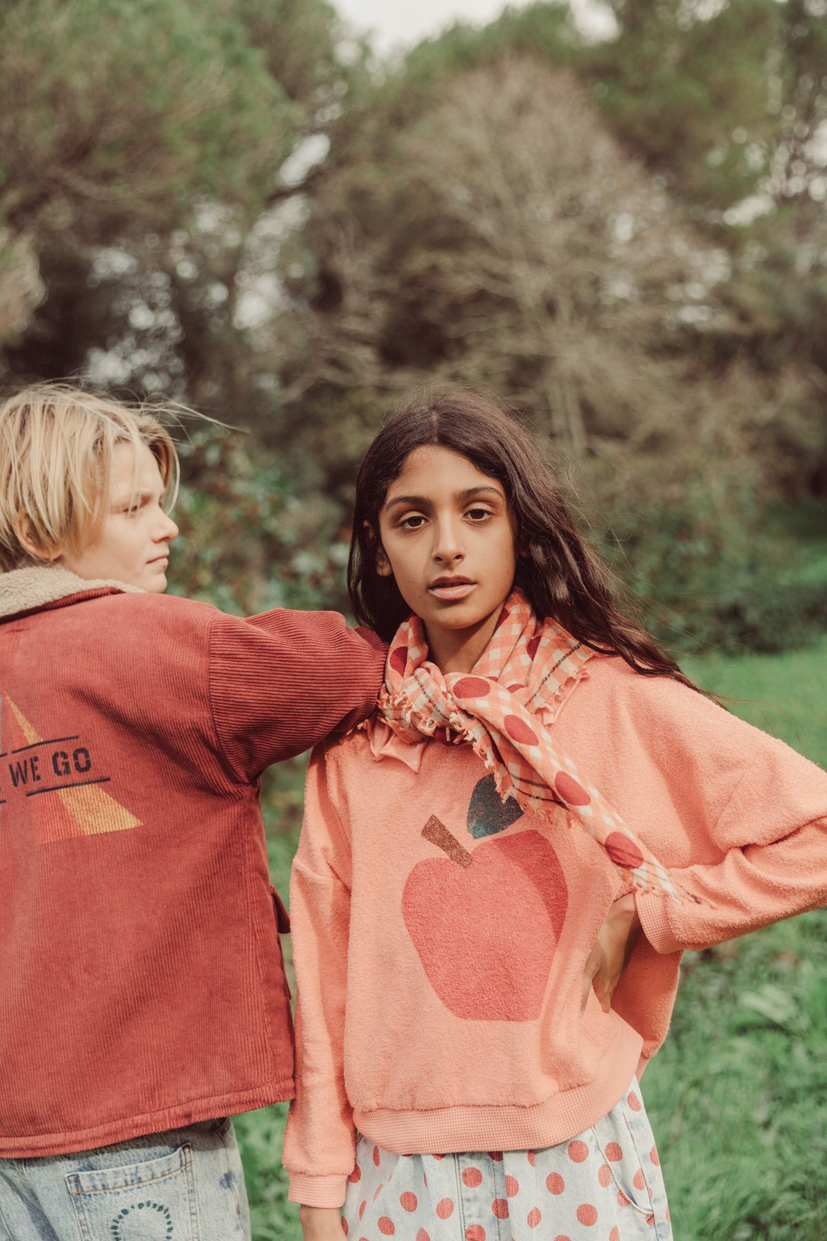 Scarf | Orange Checkered with Polka Dots