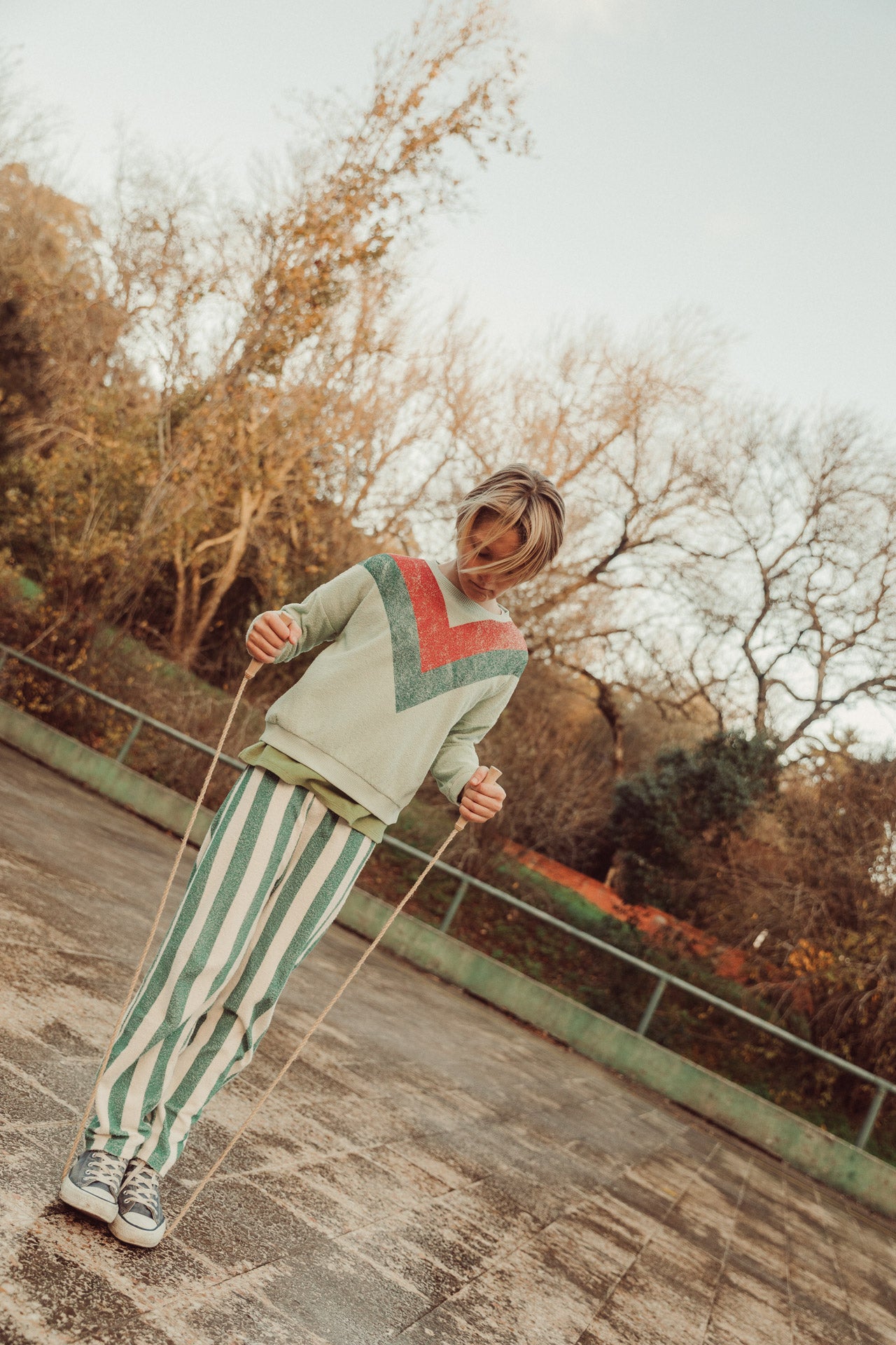 Sweatshirt | Mint Green with Triangle Print