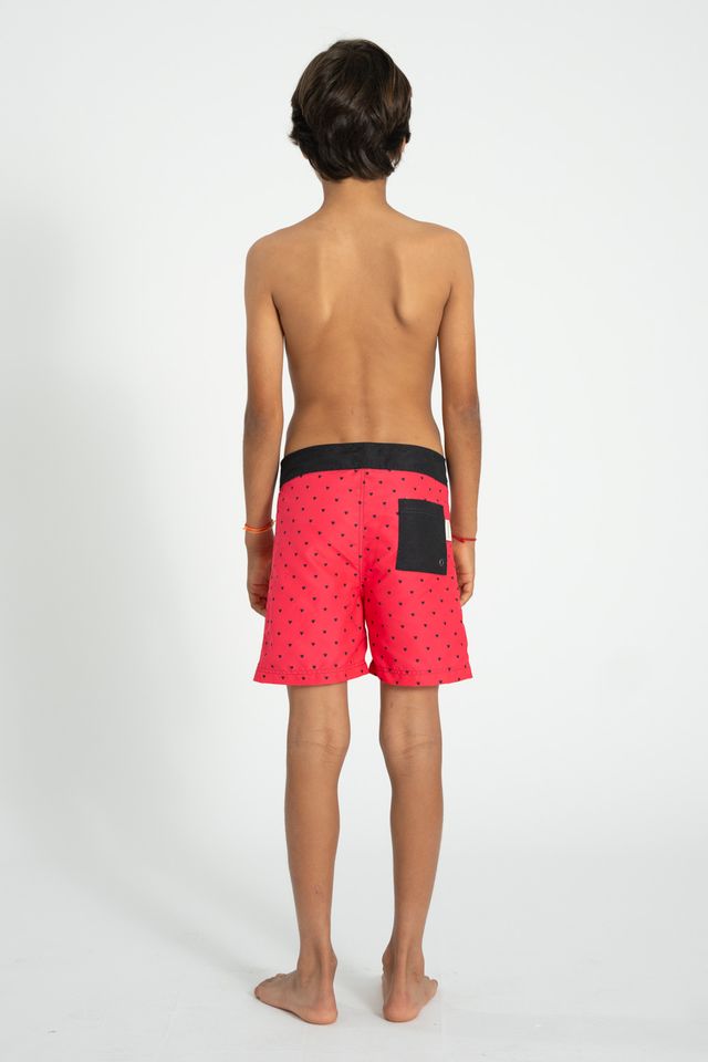 Heart Print Swim Shorts | Pink/Black
