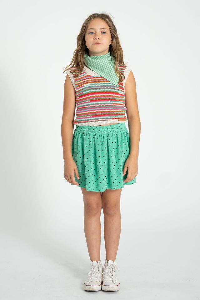 Heart Print Short Skirt | Green/Black