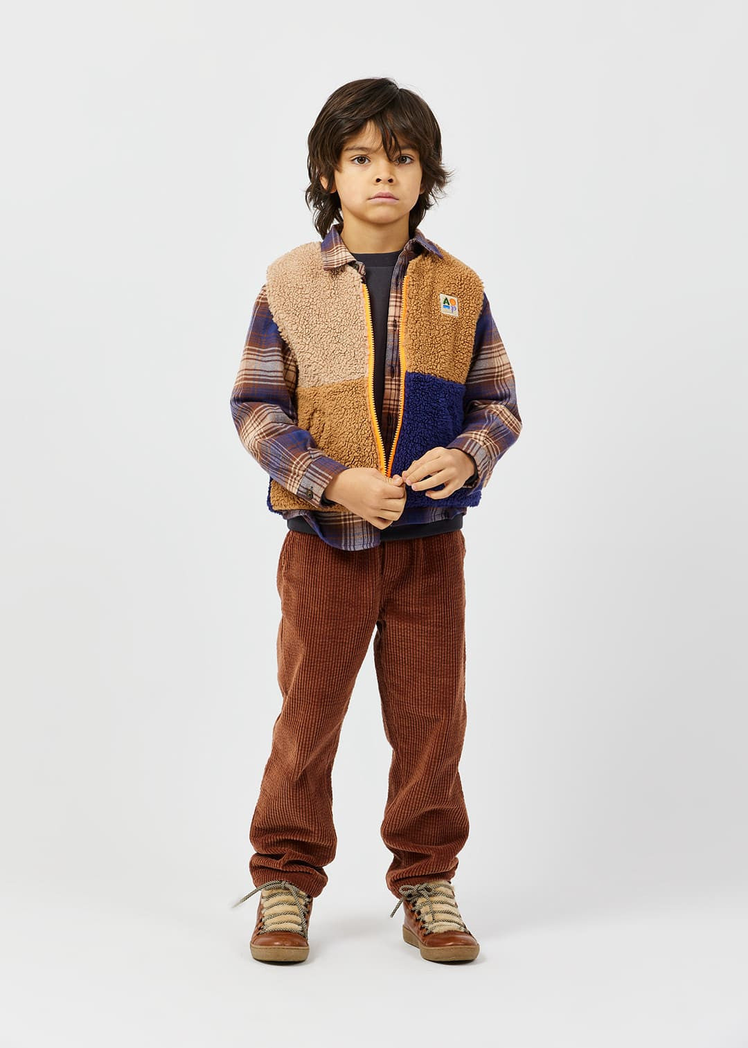 Reversible Patch Sherpa Vest | Camel