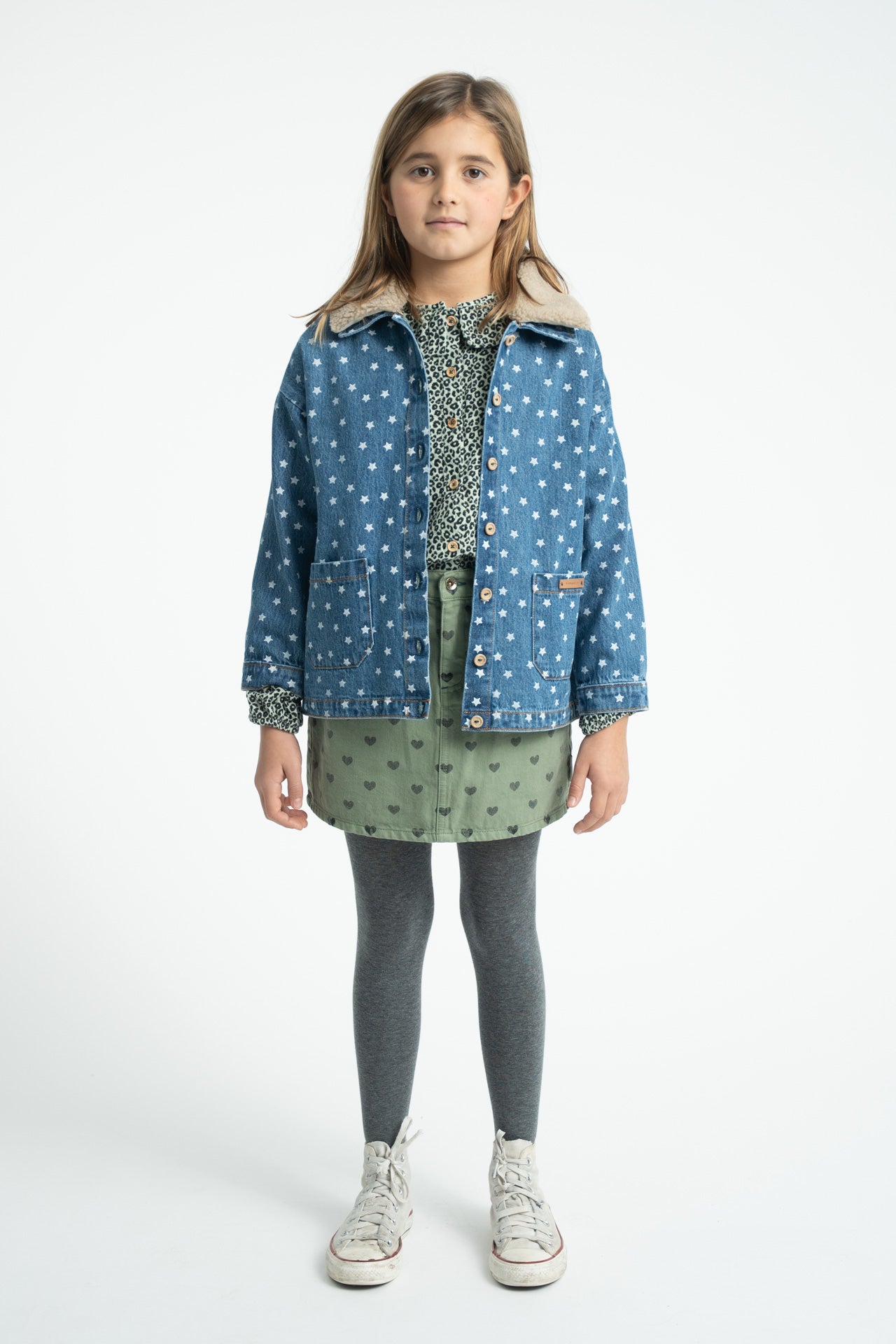 Short Skirt | Olive Green with Hearts