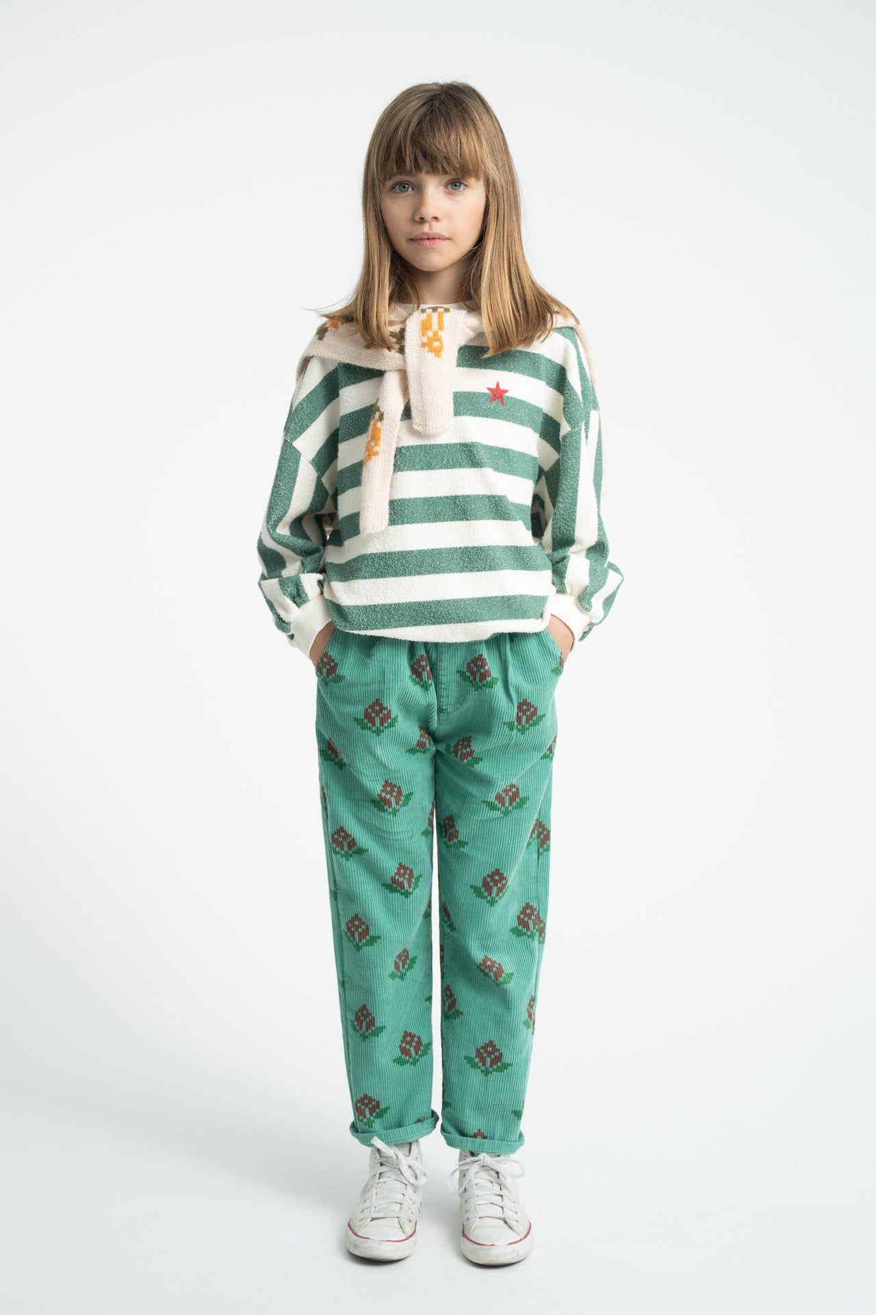 Sweatshirt Set | Ecru & Green Stripes