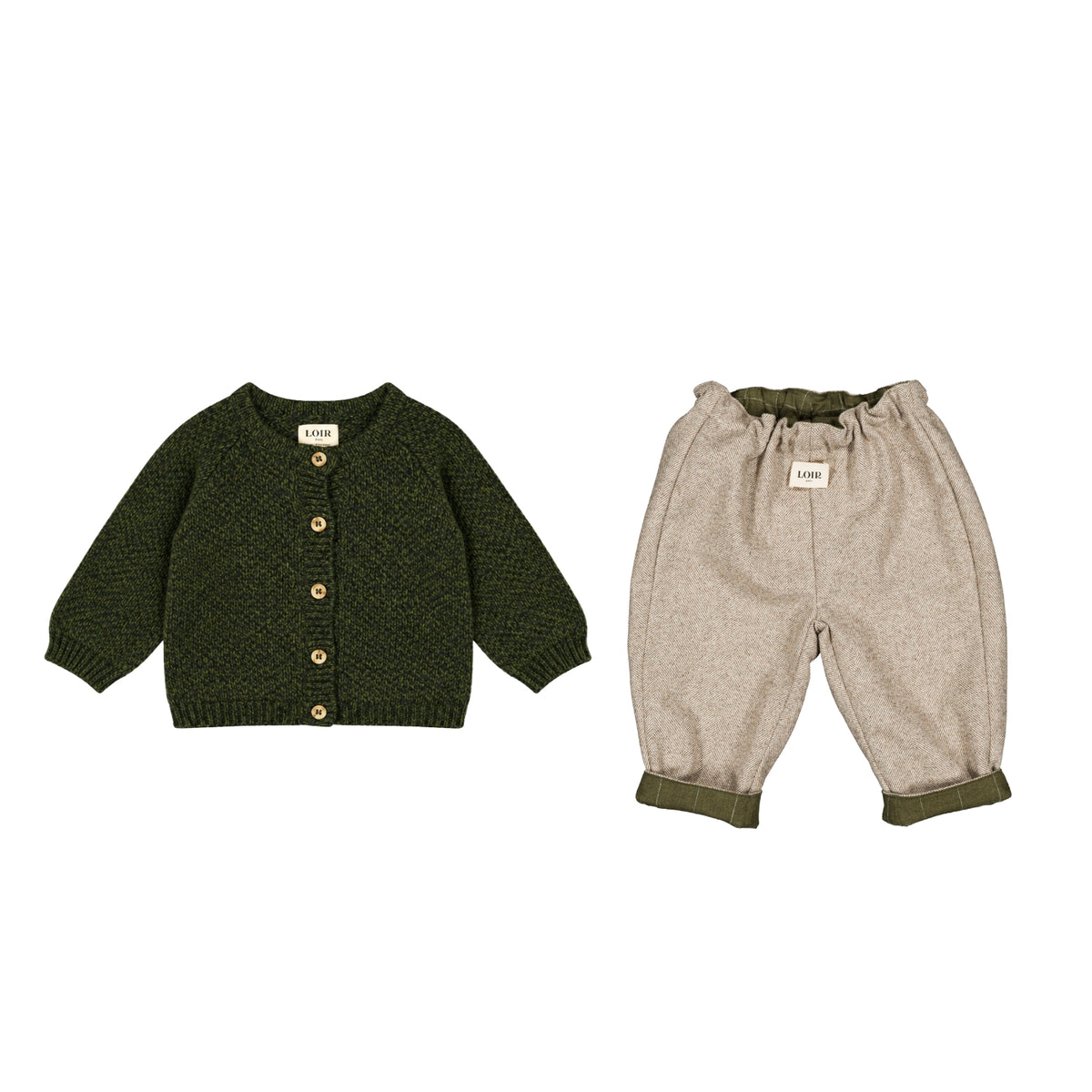 Cob Cardigan & Reviersable Trousers Set | Green