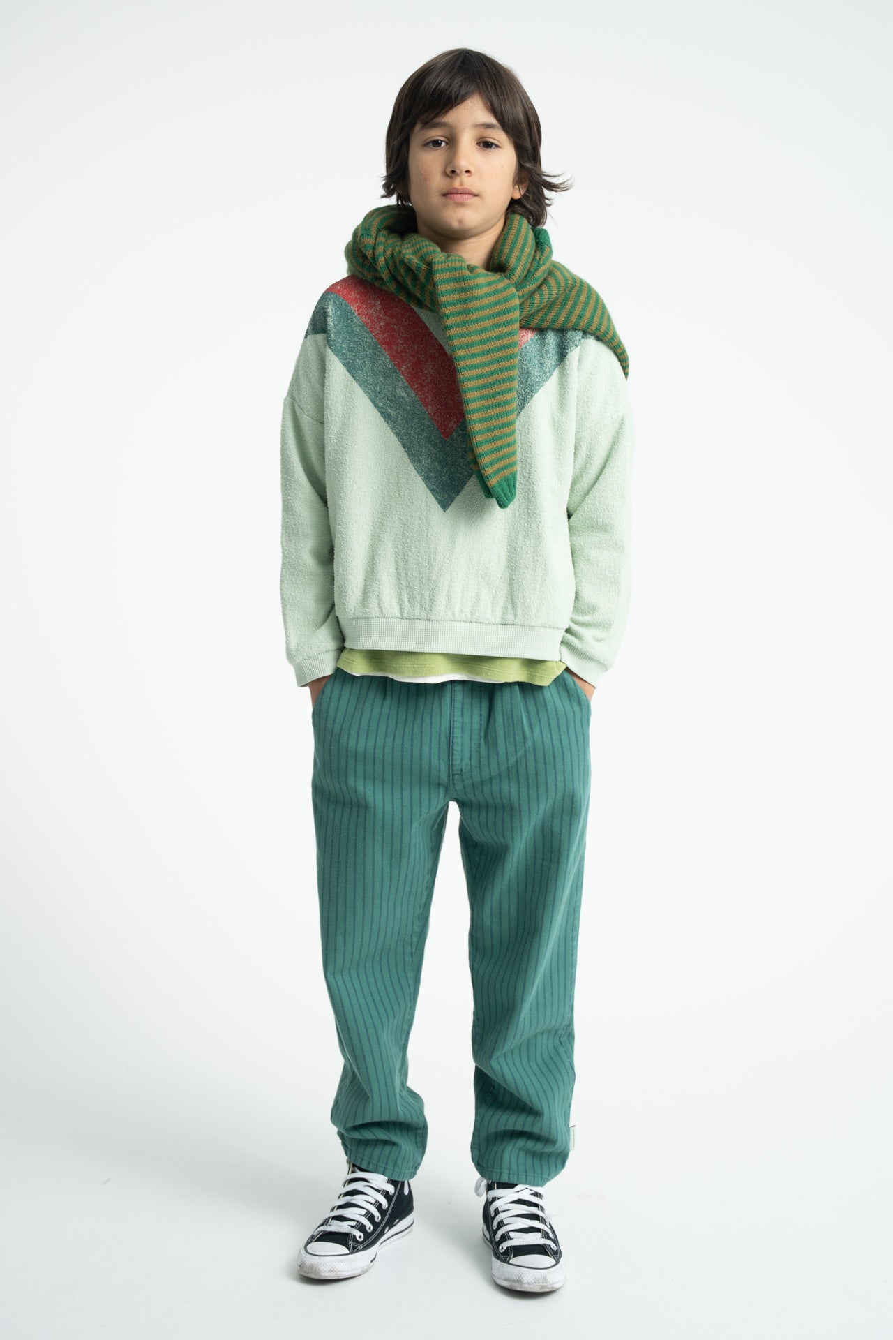 Trousers | Green with Black Stripes