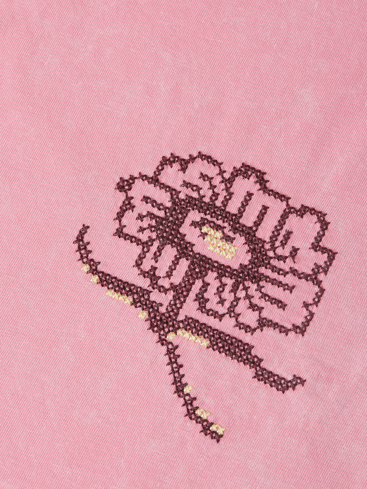 Embroidered Snow Washed T-shirt | Wild Rose